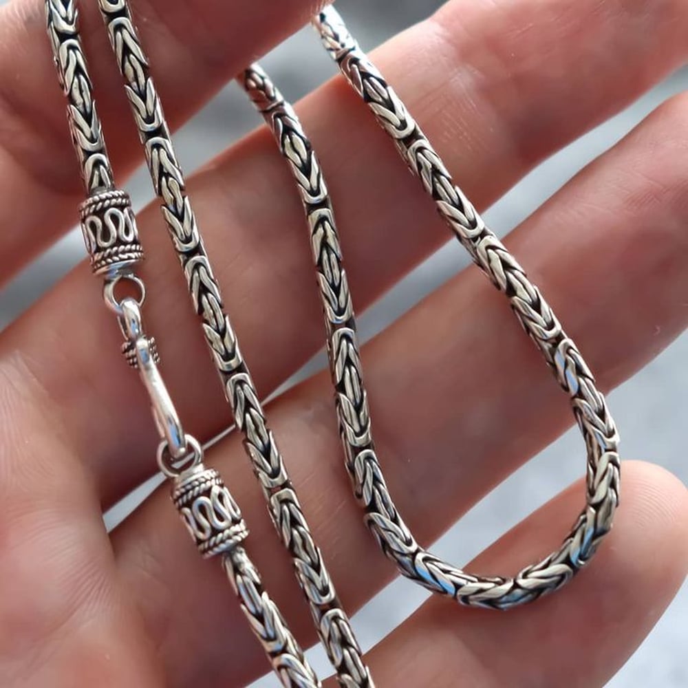 Handmade Silver Jewelry Byzantine Chain Necklace